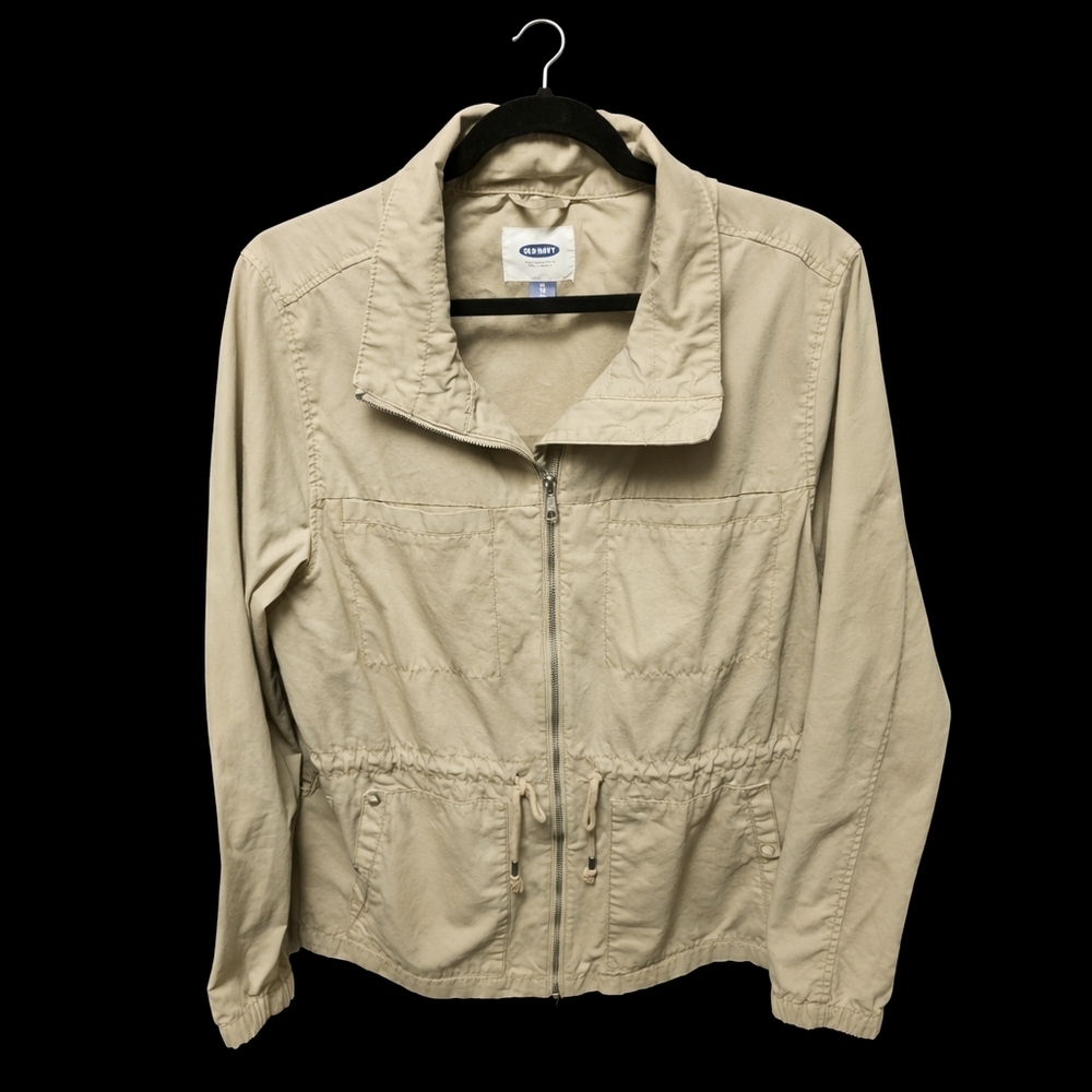 Old Navy Utility Jacket | Lightweight Zip-Up | Neutral Beige | XL Tall